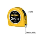 Flexómetro amarillo 3 m cinta 13 mm, en tarjeta, PRETUL 2