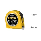 Flexómetro amarillo 5 m cinta 19 mm, en tarjeta, PRETUL 2