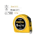 Flexómetro amarillo 5 m cinta 19 mm, en tarjeta, PRETUL 3