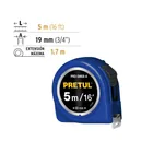 Flexómetro azul 5 m cinta 19 mm, en tarjeta, PRETUL 3
