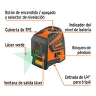 Nivel láser verde, alcance 30 m, recargable, TRUPER 2