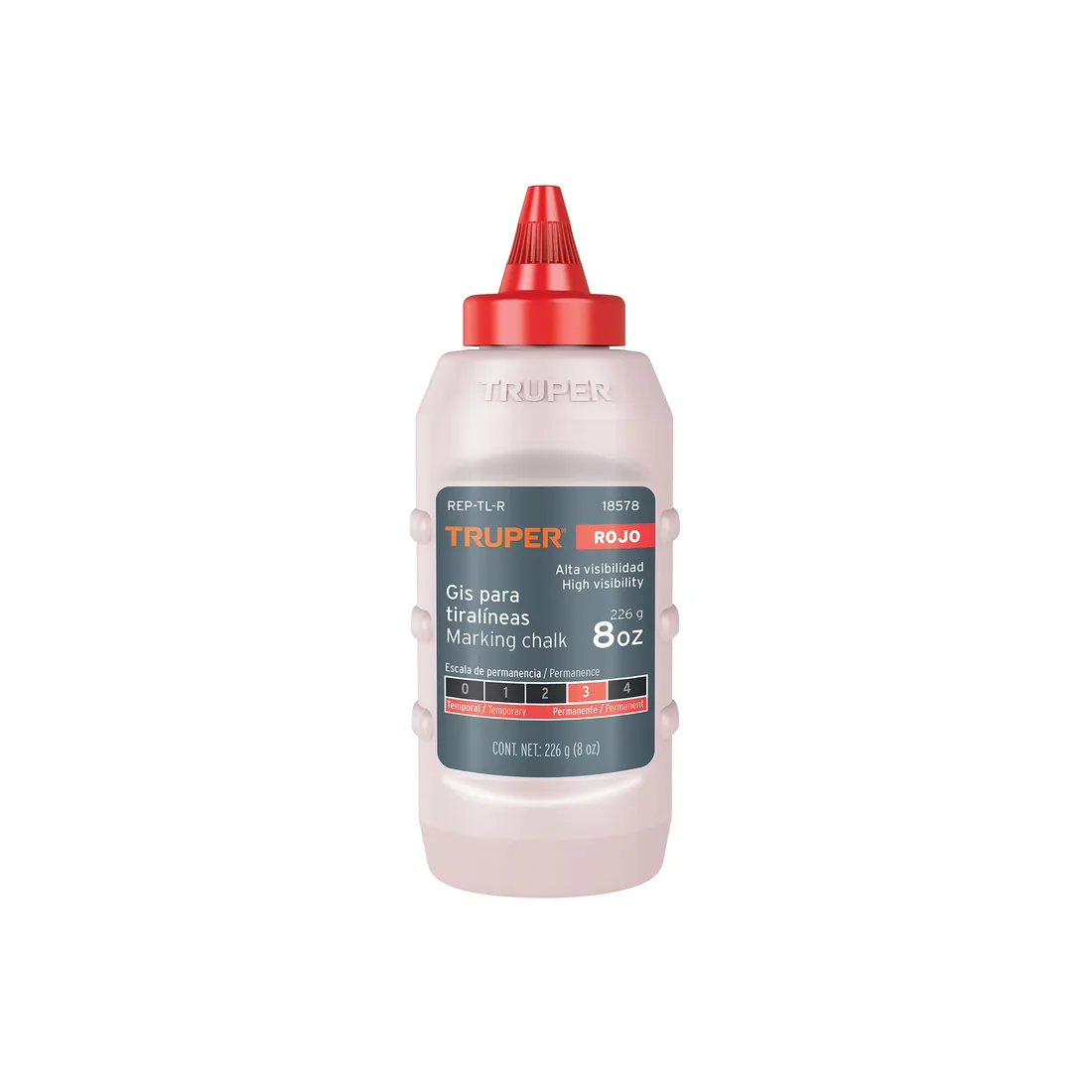 Gis rojo para tiralíneas, alta visibilidad, 8 oz, TRUPER