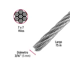 Metro de cable rígido 3/16' de acero 7x7 hilos, 75 m, FIERO 3
