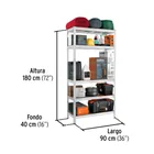 Estante metálico 5 repisas capacidad 35kg, 90x40x180, PRETUL 4