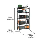 Estante metálico 5 repisas capacidad 60kg, 90x45x180, PRETUL 4