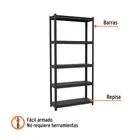 Estante metálico 5 repisas capacidad 80kg, 85x30x180, TRUPER 2