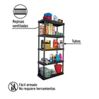 Estante plástico 5 repisas capacidad 35kg, 92x43x185, PRETUL 2
