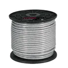Metro de cable rígido 1/4' acero 7x7 recubierto PVC, 75 m 1