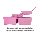 Caja cosmetiquera 14', doble bandeja, rosa, PRETUL 2