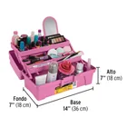 Caja cosmetiquera 14', doble bandeja, rosa, PRETUL 4