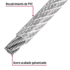 Metro de cable rígido 1/8' acero 7x7 recubierto PVC, 75 m 2