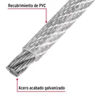 Metro de cable rígido 3/32' acero 7x7 recubierto PVC, 75 m 2