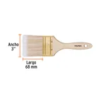 Brocha cerdas sintéticas 3' corte recto, mango de madera 3