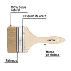 Brocha uso general de 4' con mango de madera, PRETUL 2