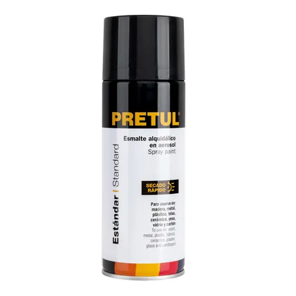 Pintura en aerosol,negro brillante, 400 ml, PRETUL
