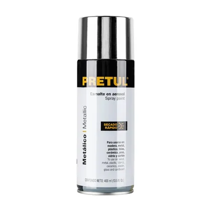 Pintura en aerosol metálica, cromo, 400 ml, PRETUL