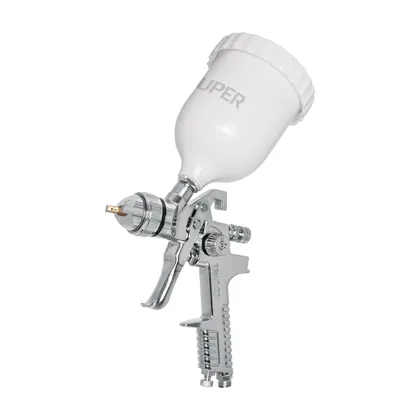 Pistola p/pintar gravedad HVLP vaso plástico, 1.7 mm, TRUPER