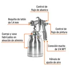 Pistola p/pintar succión HVLP vaso aluminio, 1.4 mm, TRUPER 2