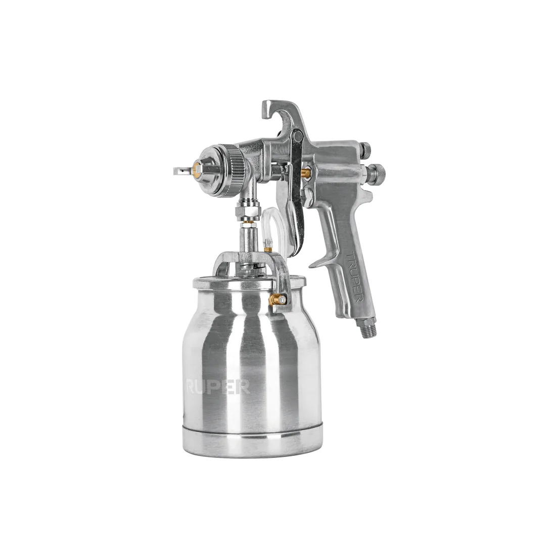 Pistola p/pintar succión HVHP vaso alum, 1.8mm, 2 vál TRUPER
