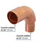 Codo 90° reducción de cobre de 3/4' x 1/2', FOSET 2
