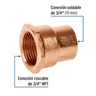 Conector de cobre, rosca interior 3/4', FOSET 2