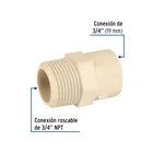 Conector macho de CPVC 3/4', FOSET 2