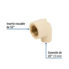 Codo 90° de CPVC con inserto latón 1/2', FOSET 2