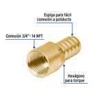 Adaptador hembra de latón 3/4' para manguera, FOSET 2
