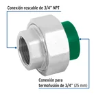 Tuerca unión PPR, mixta inserto metálico,  3/4', FOSET 2