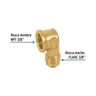 Codo para estufa a 90° de latón de 3/8 x 3/8', FOSET 2