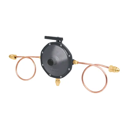 Regulador de gas LP, 2 vías, 2 pigtails, baja presión