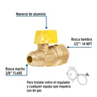 Válvula de control para gas, latón, 3/8' flare x 1/2' hembra 2
