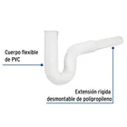 Céspol flexible de PVC, con extensión, para fregadero, FOSET 2