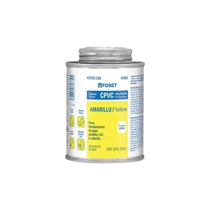 Cemento p/CPVC, amarillo, toda presión, lata 250ml, FOSET