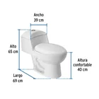Sanitario one piece alargado de porcelana, blanco, FOSET 3