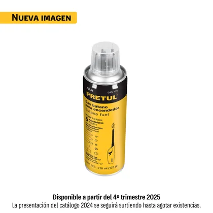 Lata de gas butano para encendedor, 125 g, PRETUL