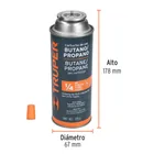 Lata de gas de 220g con válvula de 1/4 de vuelta, TRUPER 2