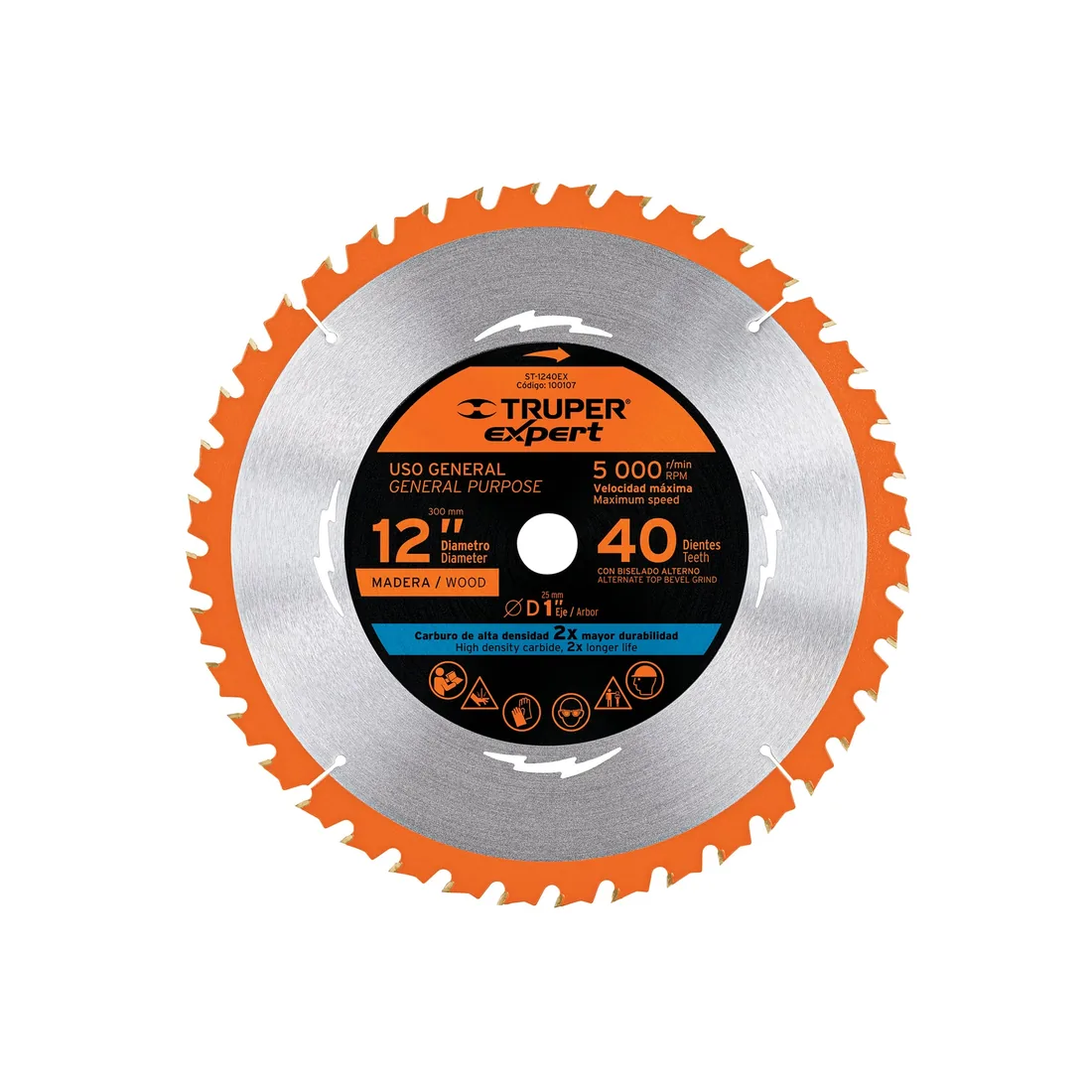 Disco sierra 12' para madera, 40 dientes centro 1', EXPERT