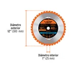 Disco sierra 12' para madera, 40 dientes centro 1', EXPERT 3