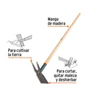 Azadón dos cuernos, mango de madera 54', TRUPER 2