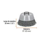Carda copa 5' alambre ondulado fino, Multi-rosca, TRUPER 3