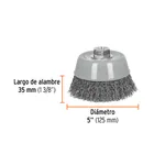 Carda copa 5' alambre ondulado grueso, Multi-rosca, TRUPER 3