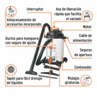Aspiradora de sólidos y líquidos, 16 gal, acero inox, TRUPER 4