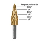 Broca escalonada titanio 6 escalones 3/16' a 1/2', EXPERT 3