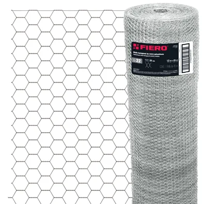Rollo malla hexagonal cal.22, 1.5x 45m, abertura 25mm, 20kg