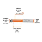 Broca para router, corte recto, 1/4' con balero, TRUPER 3