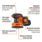 Lijadora roto-orbital 5', 20V, 1 batería 2Ah, TRUPER PRO 2
