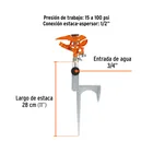 Aspersor metálico 14' dos vías, reforzado, estaca de escalón 3