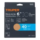 Paquete con 5 discos de lija 6' grano 40, ciegos, TRUPER 4