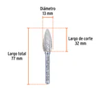 Lima rotativa punta flama, 13 mm, TRUPER 3